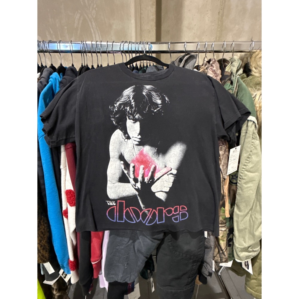 The Doors Jim Morrison Graphic T-Shirt Black Faded Rock Band Tee‎ Women Small